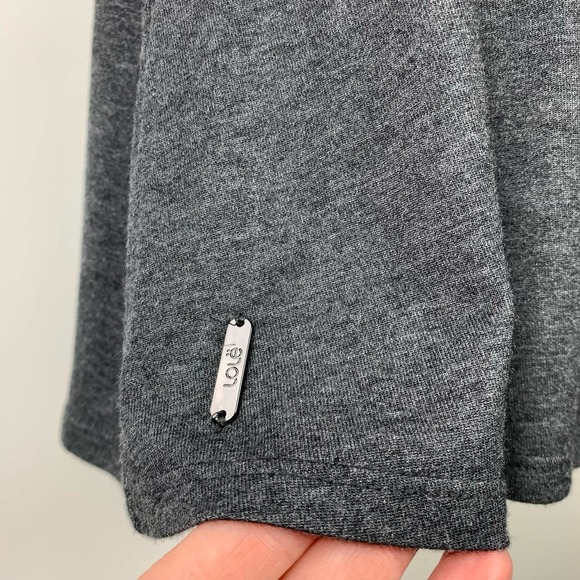 LOLË Gray Jersey Knit Dress Knee Length V-Neck Long Sleeves Stretch Size SMALL - Picture 5 of 8